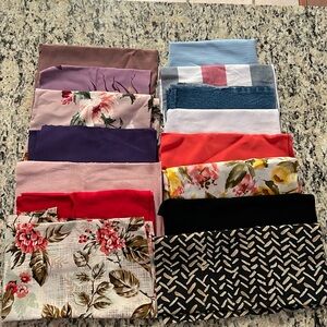 15 Mixed Color and Print Lot of Fabric Scraps 1.75 Pounds Medium to large Size
